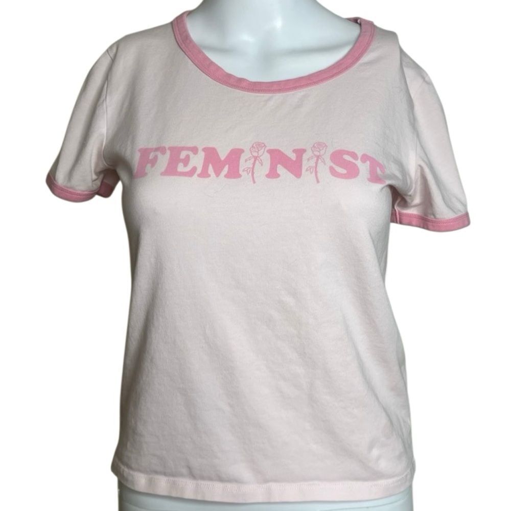 Divided Pink Feminist Graphic Tee Size Medium
